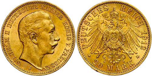 Prussia 20 Mark, 1912, Wilhelm ... 