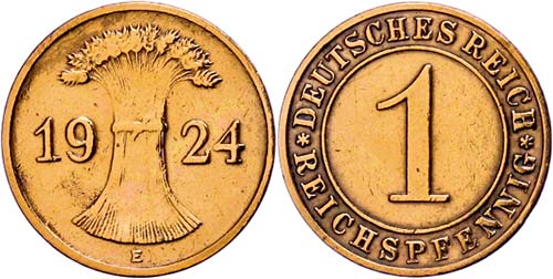 Münzen Weimar 1 Reichspfennig, ... 
