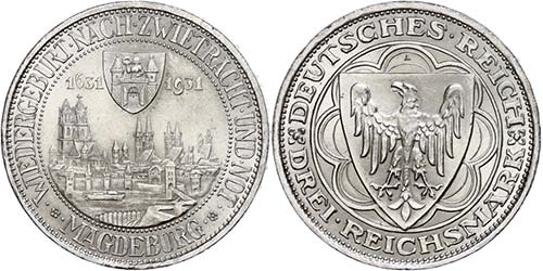 Münzen Weimar 3 Reichsmark, 1931, ... 