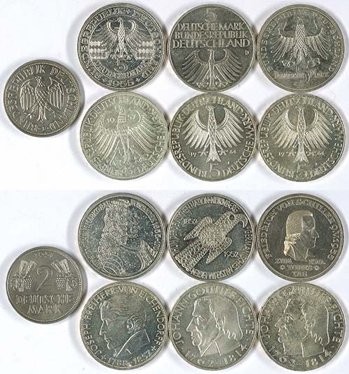 Münzen Bund ab 1946 6x5 Mark, ... 