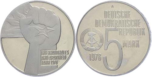 Münzen DDR 5 Mark, 1978, Anti ... 