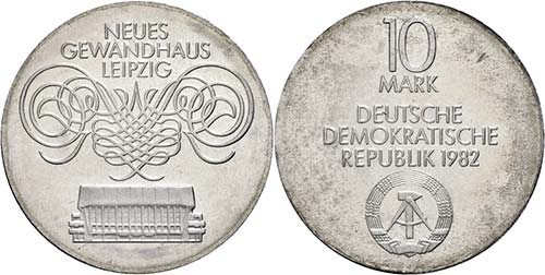 GDR 10 Mark, 1982, Gewandhaus ... 