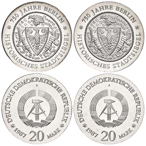 GDR Coin set, 2 x 20 Mark (city ... 