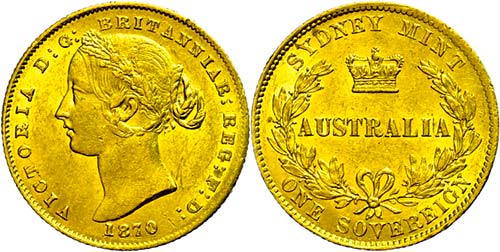 Australien Sovereign, Gold, 1870, ... 