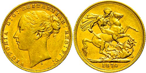 Australia Pound, Gold, 1874, ... 