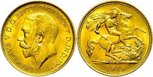 Australien 1/2 Pound, Gold, 1916, ... 