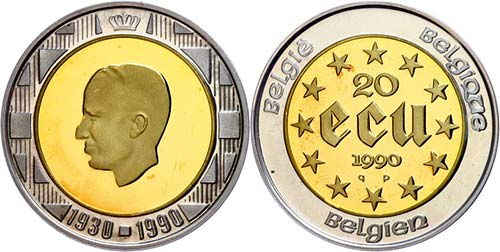 Belgium 20 European Currency Unit, ... 