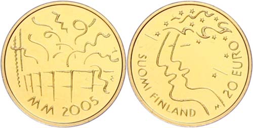 Finland 20 Euro, Gold, 2005, 10. ... 