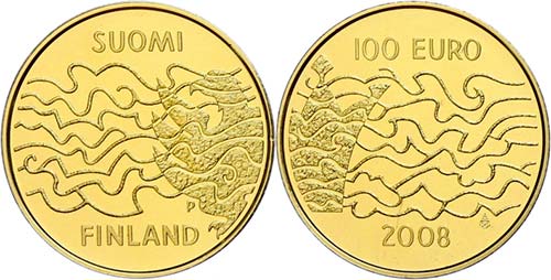 Finland 100 Euro, Gold, 2008, 200. ... 