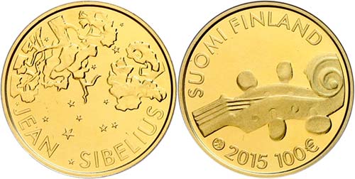 Finland 100 Euro, Gold, 2015, Jean ... 