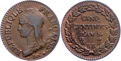 France 5 Centimes, LAN 5 (1796 / ... 