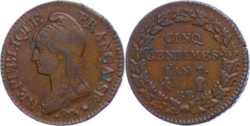 France 5 Centimes, LAN 7 (1796 / ... 