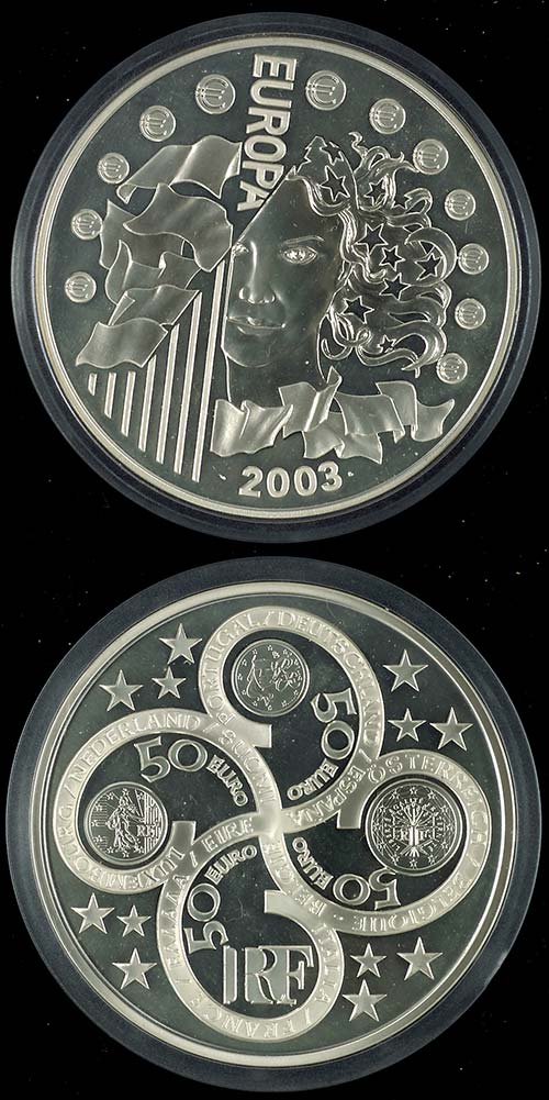 France 50 Euro, 1 Kg silver, 2003, ... 