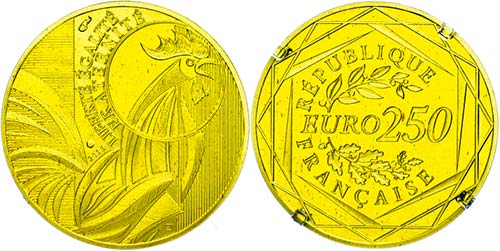 France 250 Euro, Gold, 2015, ... 