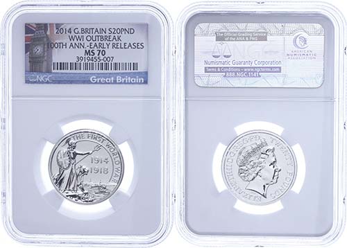 Great Britain 20 Pounds, 2014, WWI ... 