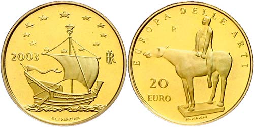 Italy 20 Euro, Gold, 2003, ... 