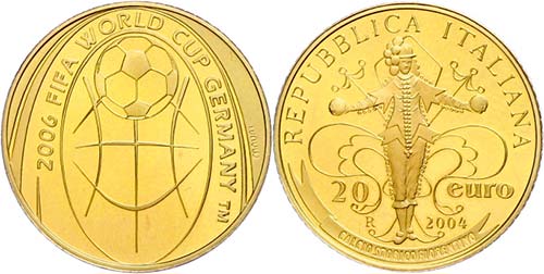Italy 20 Euro, Gold, 2004, XVIII. ... 