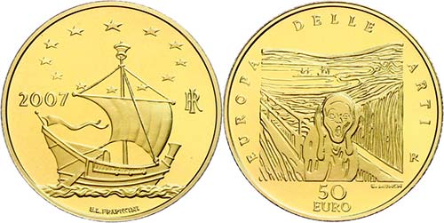 Italy 50 Euro, Gold, 2007, ... 