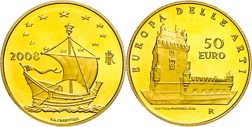 Italy 50 Euro, Gold, 2008, ... 