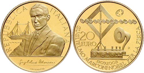 Italy 20 Euro, Gold, 2009, 100. ... 