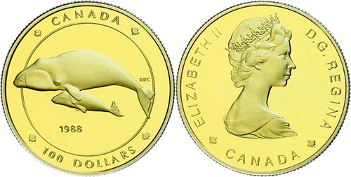 Canada 100 Dollars, Gold, 1988, ... 