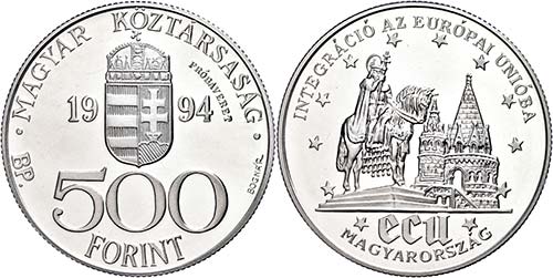 Hungary 500 forint, silver, 1994, ... 