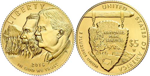 Coins USA 5 Dollars, Gold, 2016, a ... 