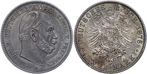 Prussia 2 Mark, 1876, A, Wilhelm ... 