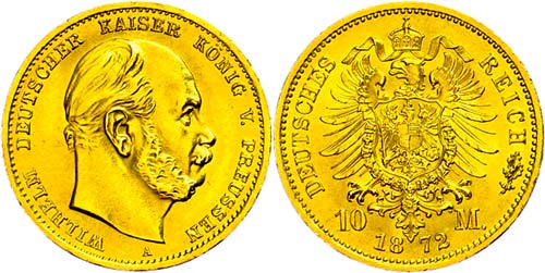 Prussia 10 Mark, 1872, A, Wilhelm ... 
