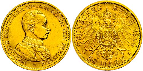 Prussia 20 Mark, 1914, Wilhelm ... 