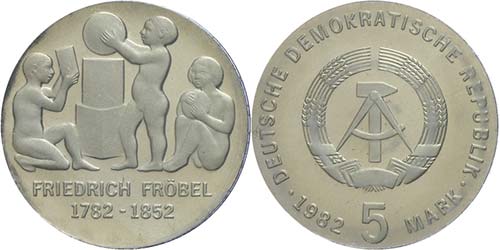 GDR 5 Mark, 1982, Fr÷bel, in uPVC ... 