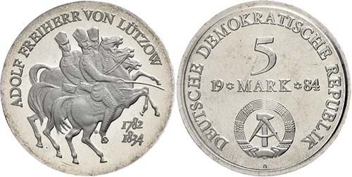 Münzen DDR 5 Mark, 1984, Lützow, ... 