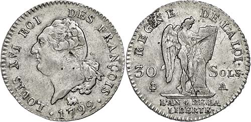 France 30 Sols, 1792, A (Paris), ... 