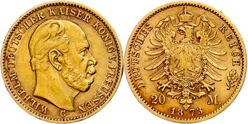 Prussia  20 Mark, 1873, Wilhelm ... 