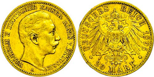 Prussia  20 Mark, 1895, Wilhelm ... 