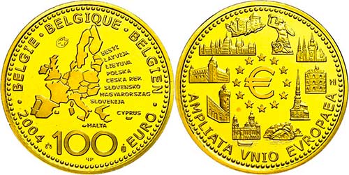 Belgium  100 Euro, Gold, 2004, ... 