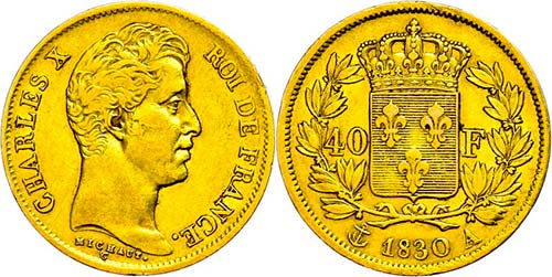 France  40 Franc, Gold, 1830, ... 