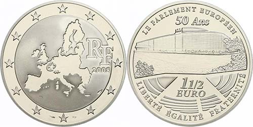 Frankreich  1,5 Euro, 2008, 50 ... 