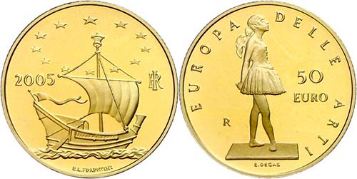 Italy  50 Euro, Gold, 2005, ... 