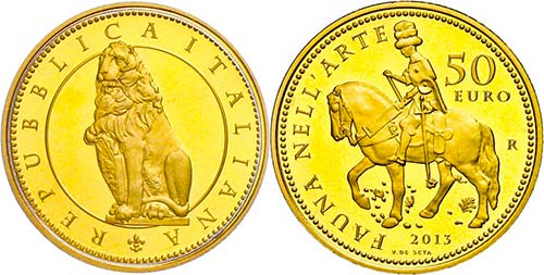 Italy  50 Euro, Gold, 2013, fauna ... 