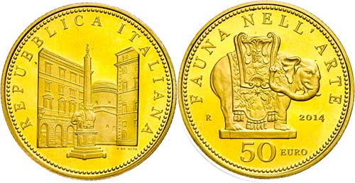 Italy  50 Euro, Gold, 2014, fauna ... 