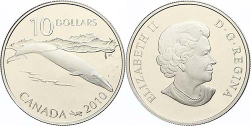 Kanada  10 Dollars, 2010, Blauwal ... 