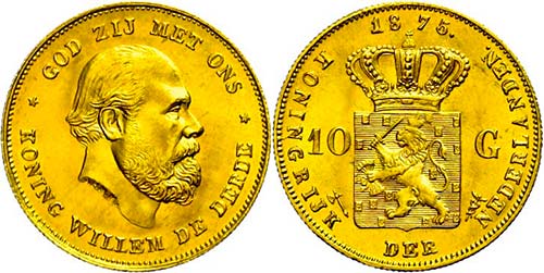 Niederlande  10 Gulden, Gold, ... 