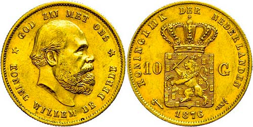 Niederlande  10 Gulden, Gold, ... 