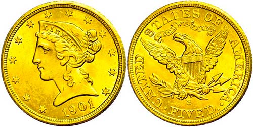 Coins USA  5 Dollars, Gold, 1901, ... 