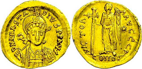 Münzen Byzanz Anastasius I., ... 