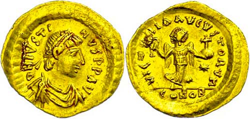 Münzen Byzanz Justinus I., ... 