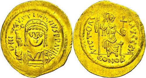 Münzen Byzanz Justinus II., ... 