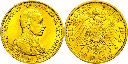Prussia 20 Mark, 1914, Wilhelm I., ... 