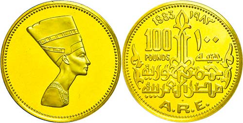 Egypt 100 Pounds, Gold, 1986, ... 